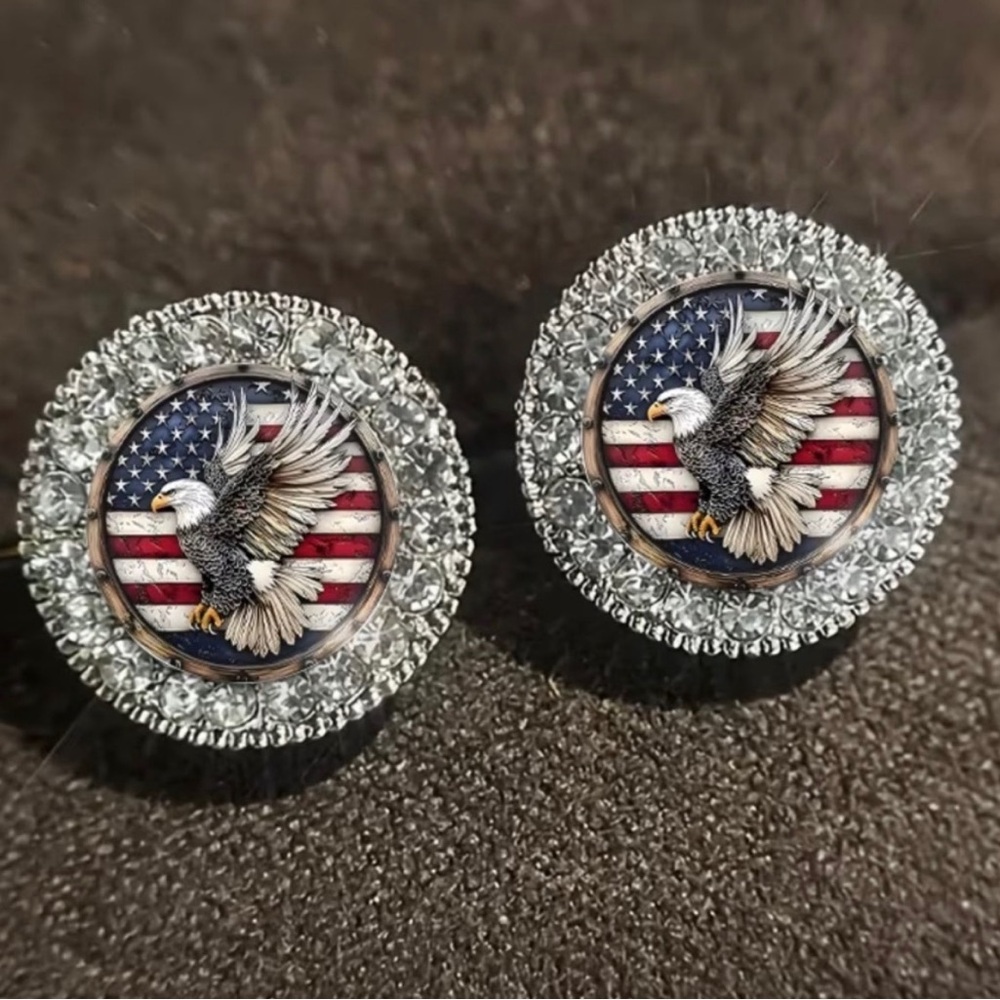 Patriotic Eagle Stud Earrings - Picture 2 of 3